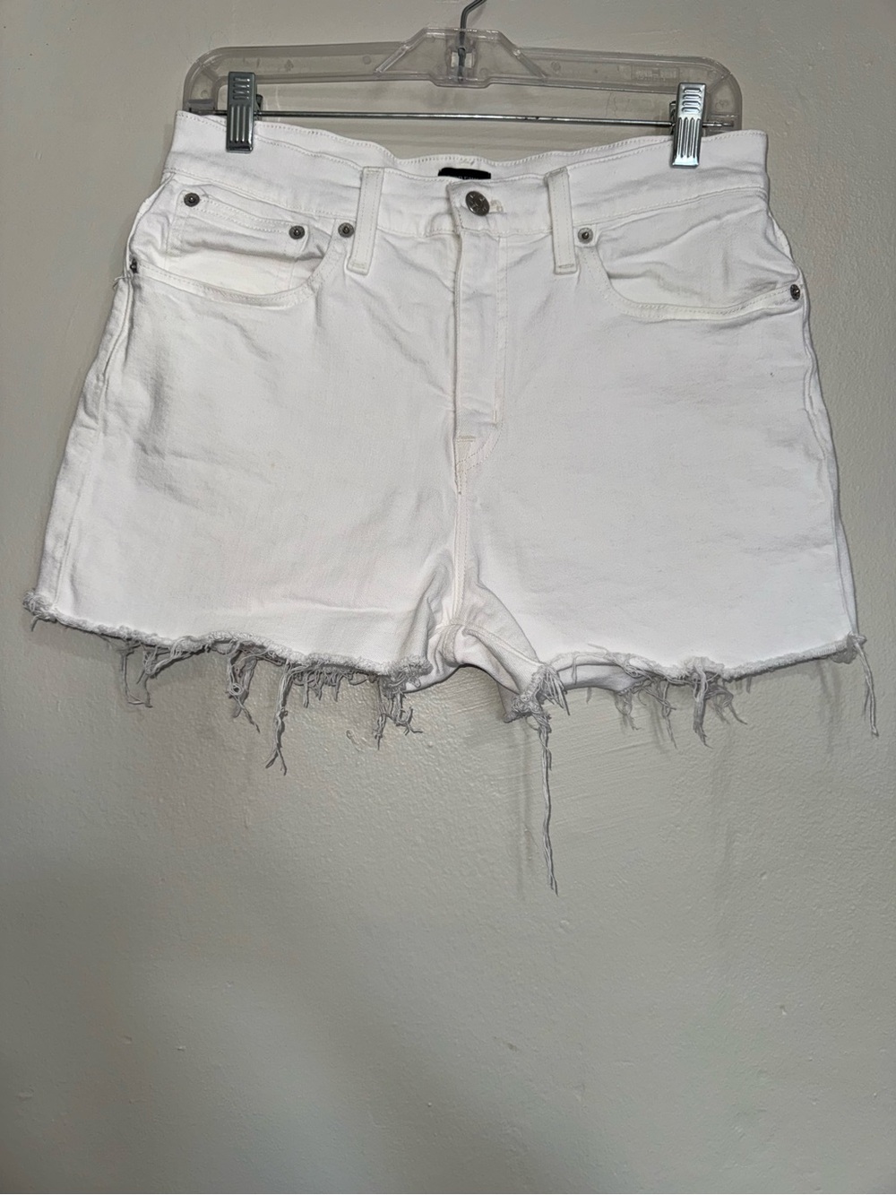 J. Crew White Frayed Hem Denim Cutoff Shorts